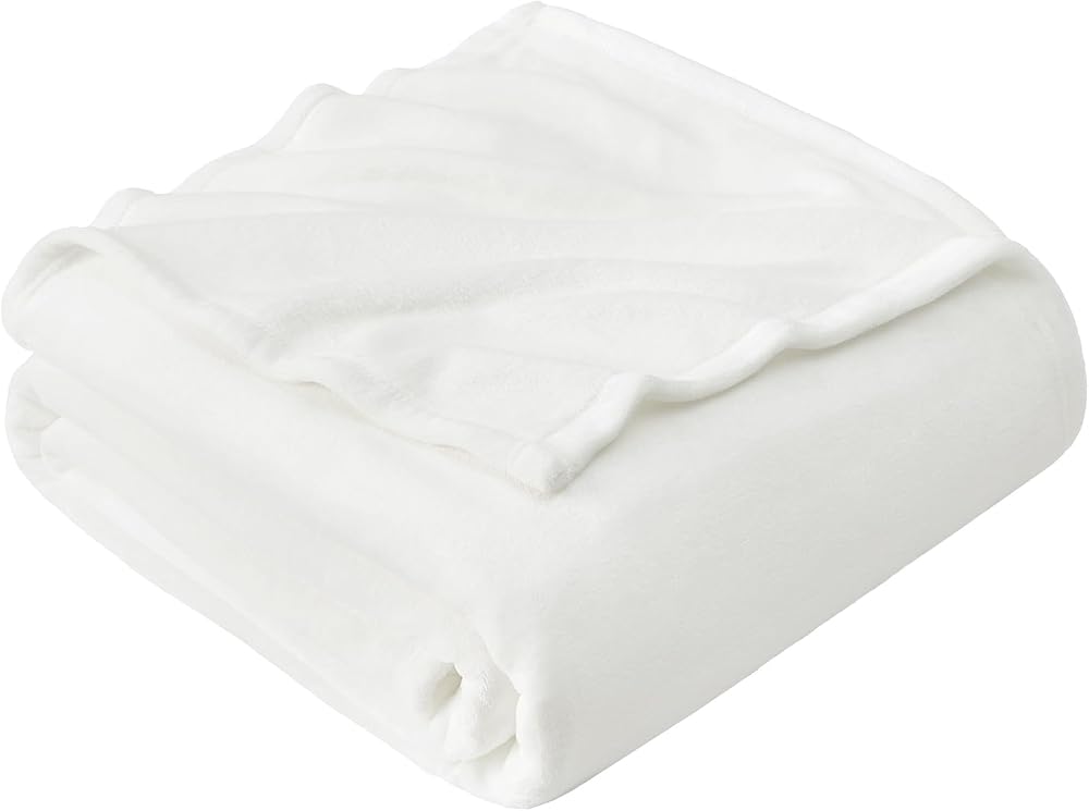 EHEYCIGA Fleece Blanket Twin 150x200cm White Soft Plush Throw