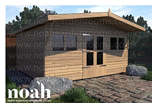 Noah Garden Rooms – Abri de jardin en bois résistant pour atelier/garage, 8 x 8 cm