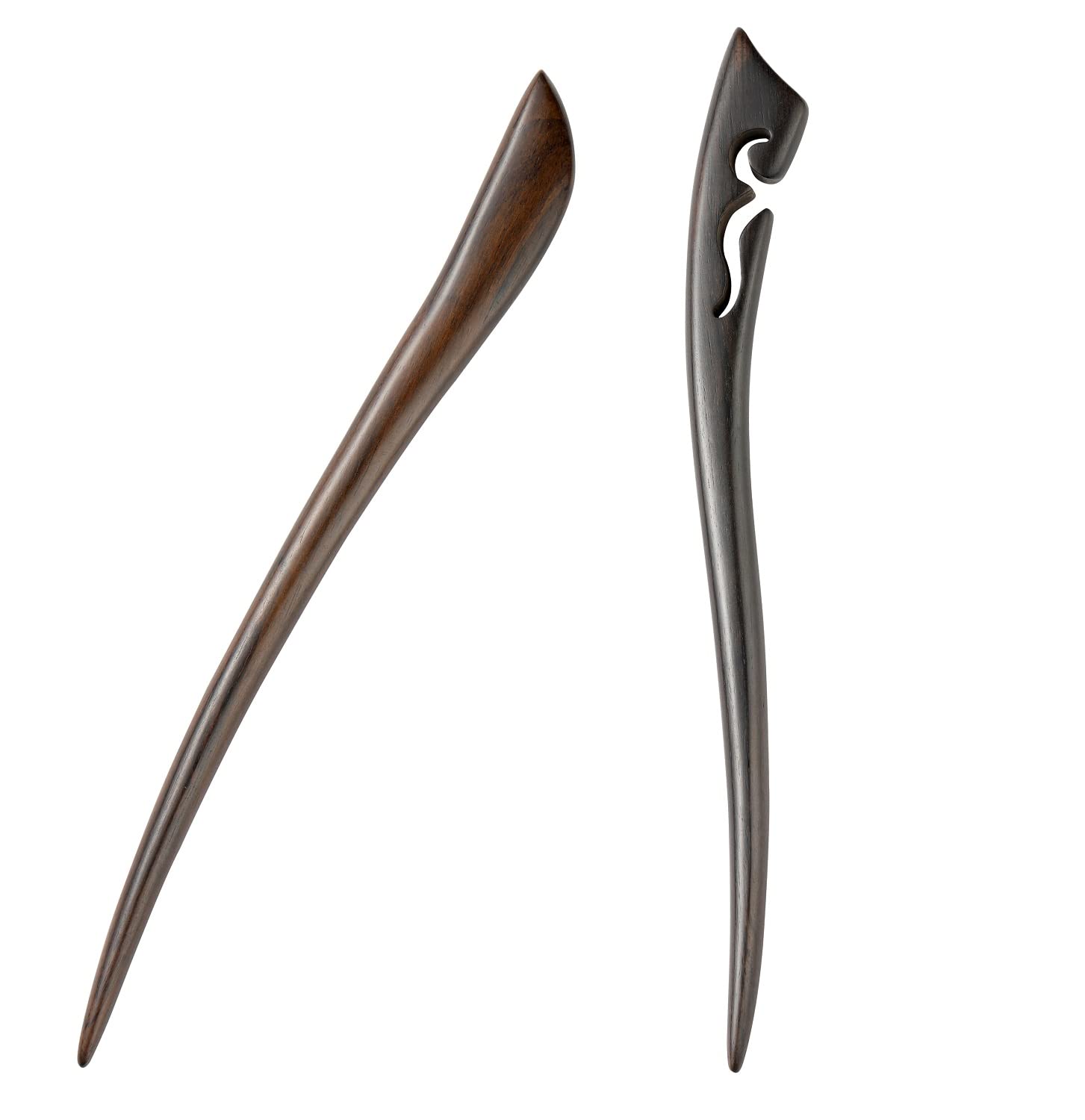 Photo 1 of Liasun Classical Handmade Carved Hair Sticks-Natural Black Sandalwood(ebony) Hair Styling Pins Chopsticks for Hair Updo Making Accessory-7 Inches Long (STY3 Pack of 2)