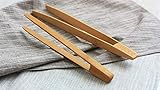 WOOD MEETS COLOR Kitchen Tongs 4 Pack, Cooking Natural Bamboo Food Clip, Set Of 4 (Original Color)