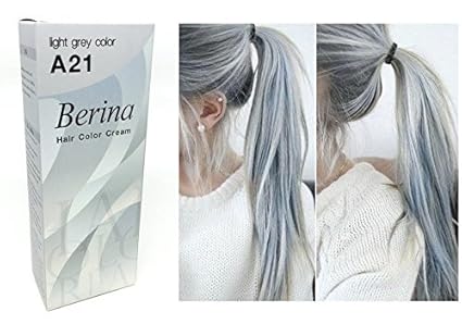 Berina A21 Gris Luminoso Plata Color De Tinte Permanente De Cabello Para Hombres Y Mujeres Estilo Punk