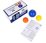 TriPrime Myofascial Release Massage Ball set - 2 Spiky Balls - Physical Therapy, Foot Massager & Plantar Fasciitis with Deep Tissue Trigger Point Lacrosse Ball Roller