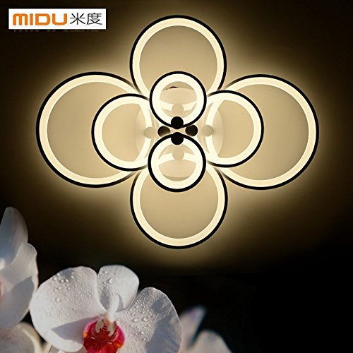 BGmdjcf Led Ring Ceiling Lamp Warm Patterns Acrylic ,6 -Led- Head No Polarity Dimming