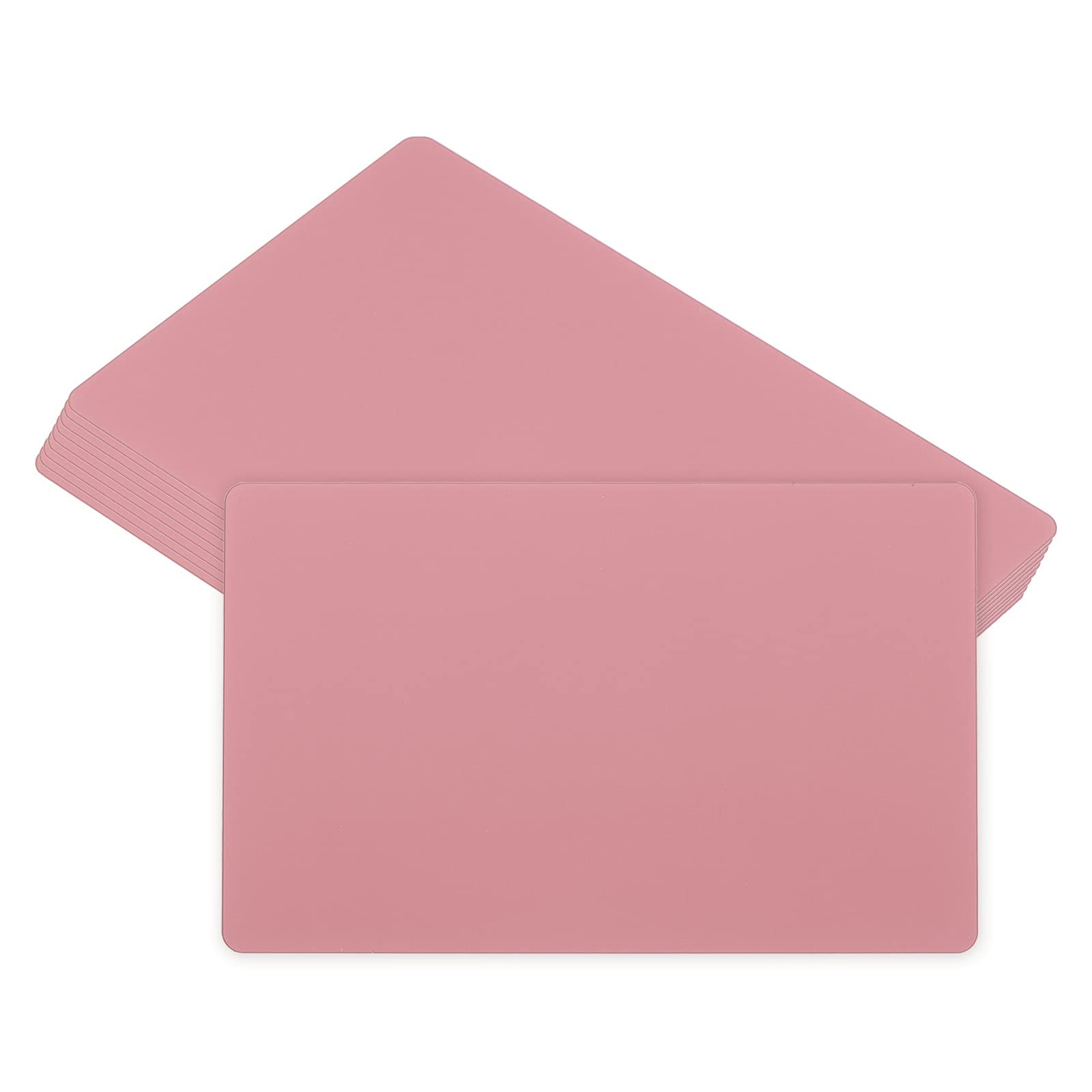 PATIKIL 0.21mm Metal Business Cards, 50 Pack Blank Name Card Laser Engraving Aluminum for DIY Gift Cards, Pink