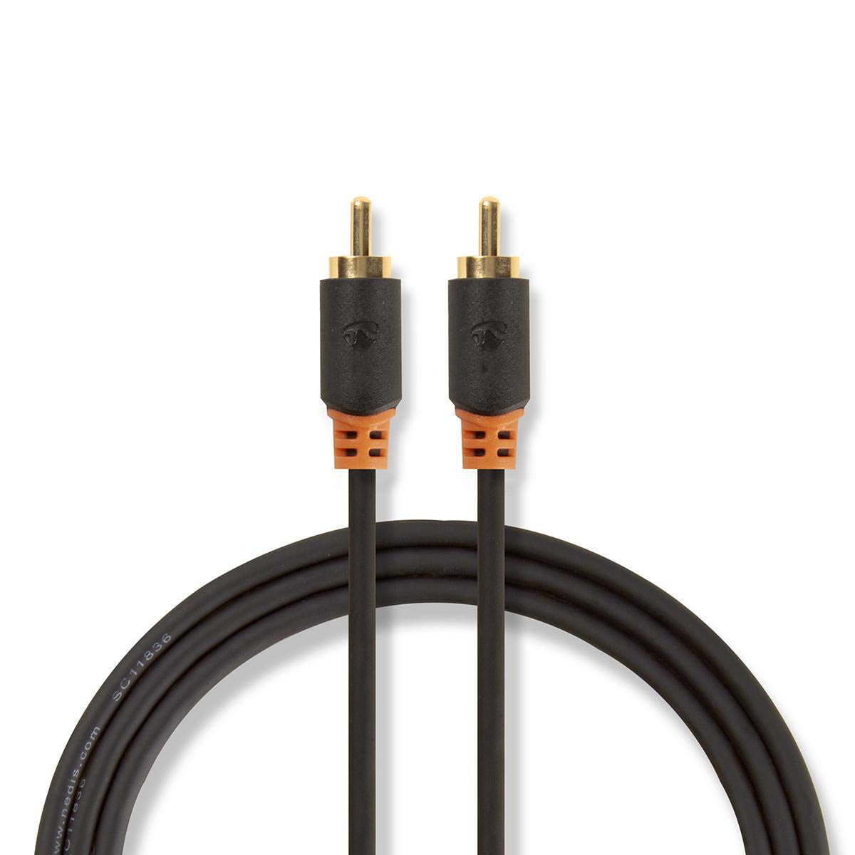 Nedis CABP24170AT20 Digital Audio Cable | RCA Male | RCA Male | Gold Plated | 2.00 m | Round | PVC | Anthracite | Polybag