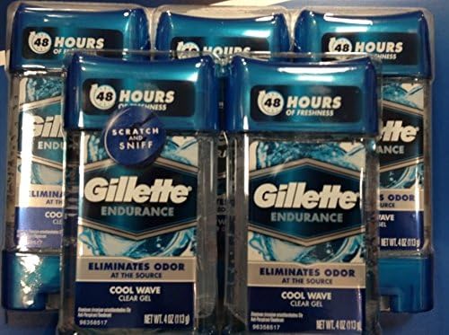 8 Pack Wholesale Lot 5 Sticks Gillette Endurance Cool Wave Clear Gel Anti-Perspirant Deodorant, 40 Total