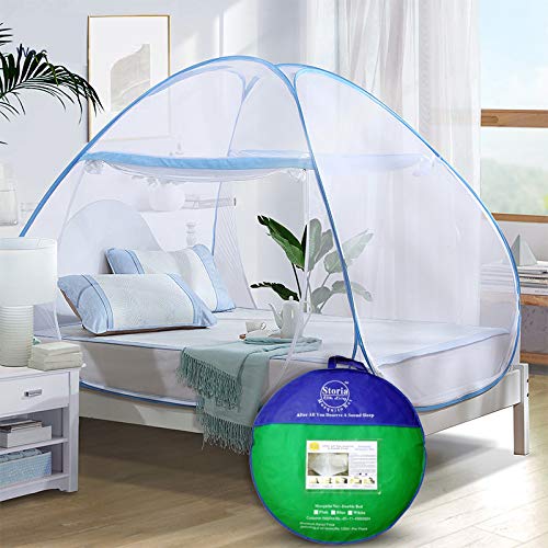 Sterling Mosquito Net Single Bed, Machardani Single Bed Mosquito Net for Single Bed, Single Bed Mosquito Net Foldable Royal Blue Color Easily fit on 4 x 6 ft Bed Blue