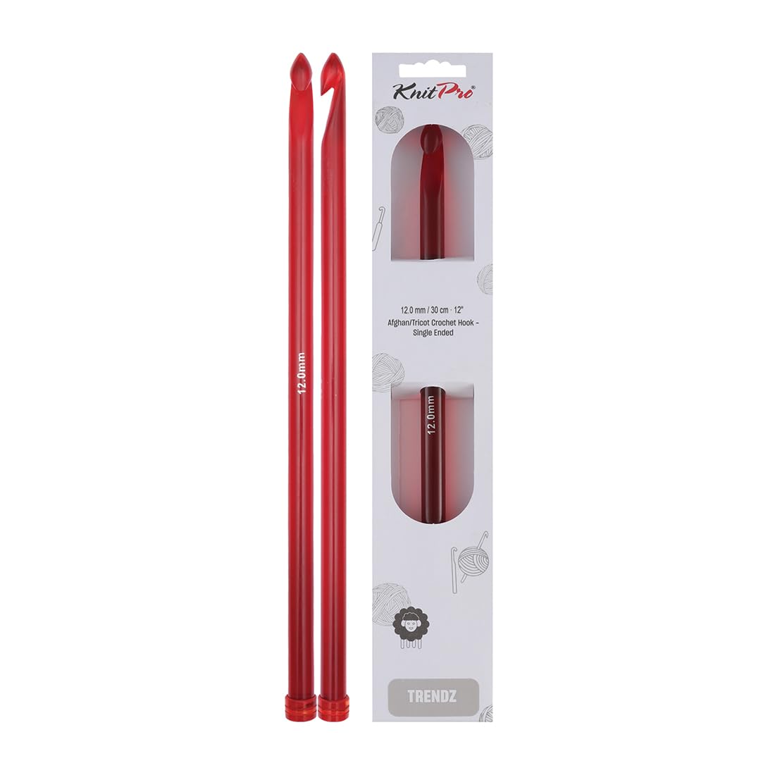 Knit Pro KP51409 12 mm Single Ended Tricot/Afghan Crochet Hook, Multi-Colour