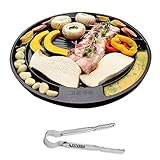 [QUEEN SENSE] CookKing Master Grill Pan, Korean Traditional BBQ Indoor & Outdoor Nonstick Cast Aluminum Plate Made in Korea + Locking Stainless Food 6