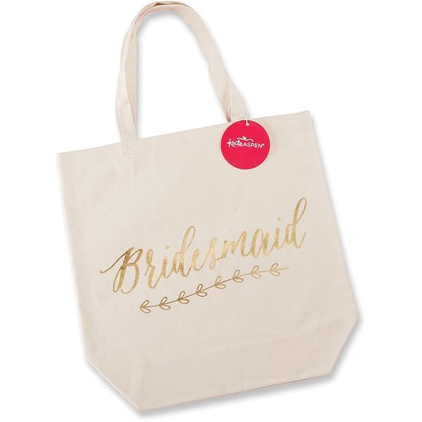 Varsany White 'Here Comes The Bride' Luxury Crystal Bride Tote Bag - Wedding Party Gift Bag, Cotton