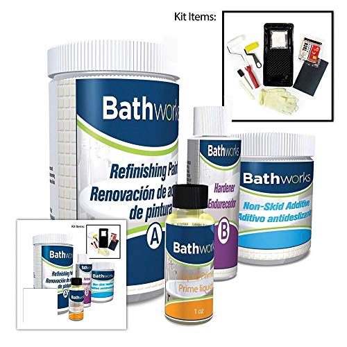 BATHWORKS DIY Combo Kit - WHITE - Bathtub & Wall Refinishing; 42 oz; Non-Slip Protection; Tub; Tile; Shower; Wall Surround; Quick 24 hour dry time; High Gloss Resin Finish