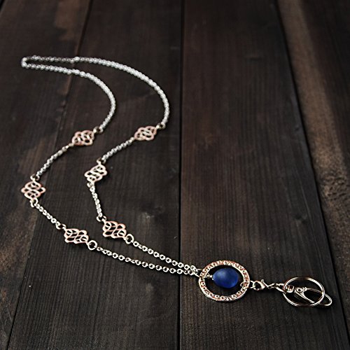 Crimmy - Fashion ID Necklace Lanyards for Women - Non Breakaway Stainless Steel Chain ID Badge - Light Weight ID Holder (Crystal) 34'' (5) - Thumbnail 3