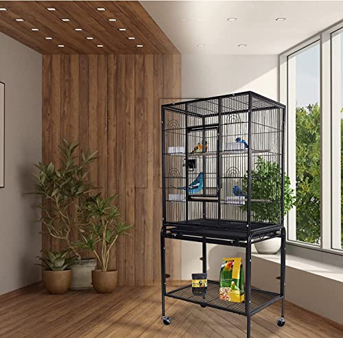 SKADE Large Bird Cage 134cm Wrought Iron Large Bird Flight Cage with Rolling Stand and Bottom Tray for Lovebirds Finches African Grey Parrot Cockatiel Parrotlet Conures