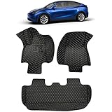 Custom Fit [Made in USA] All Weather Heavy Duty Full Coverage Floor Mat Floor Protection [Front and Rear] for 2020 Tesla Model Y 5 seat Layout - Black Single Layer