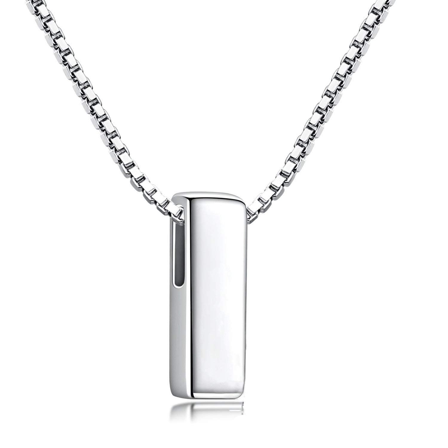 Candyfancy 1.0mm 18 inch 925 Sterling Silver 26 Small Letters Alphabet A-Z Initial Pendant Box Chain Necklace (I with Chain) — image 1