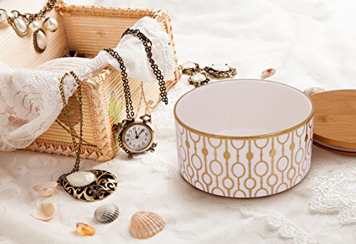 Decorative Canister Set 3 Kitchen Storage Jars, Airtight Bamboo Lids, Porcelain for Tea, Coffee, Sugar, Gift For Women - Thumbnail 2