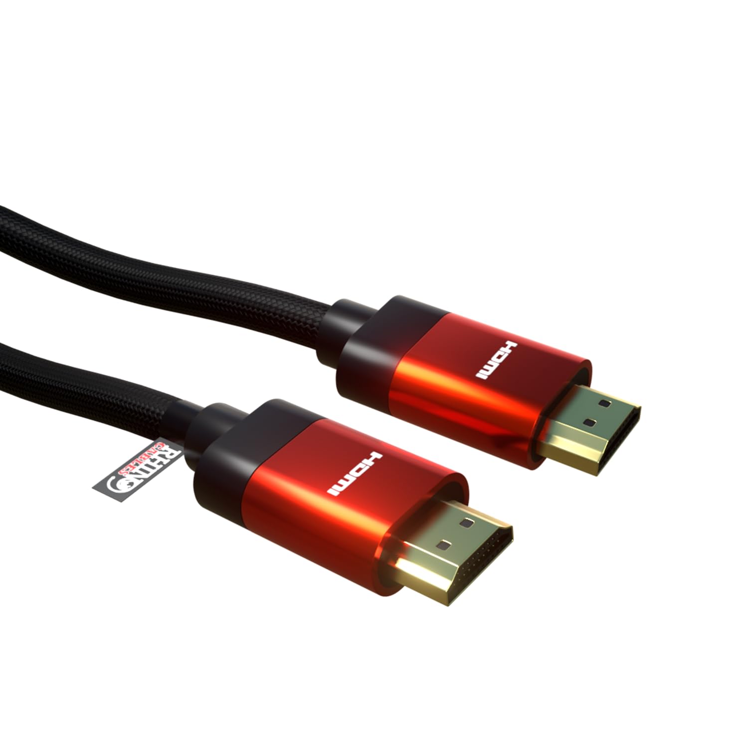rhinocables HDMI 2.1 8K Cable – Copper Braided Lead for PS5, Xbox, Smart TV & Projector | Supports HDR, 3D, eARC, DTS:X & VRR for Smooth, Next-Gen Audio-Visual Performance (Orange, 2m)