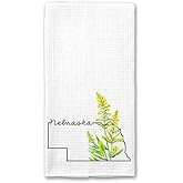 PainterDesign Nebraska Kitchen Towel - Nebraska Dish Towel - States Kitchen Towels - U.S. State Souvenir - Moving to Nebraska Housewarming Gift - Nebraska Flower Lover Gift - Nebraska State Towel