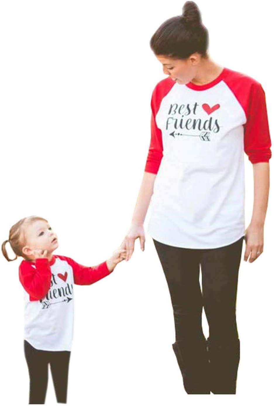Mommy and Me Matching Outfits Family Matching Letter Print Long Sleeve T-Shirt Clothes Mother Daughter Blouse Tops