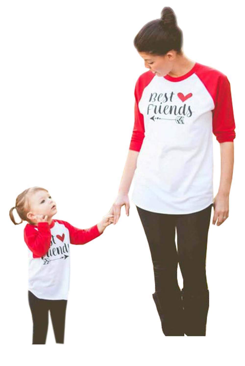 Mommy and Me Matching Outfits Family Matching Letter Print Long Sleeve T-Shirt Clothes Mother Daughter Blouse Tops
