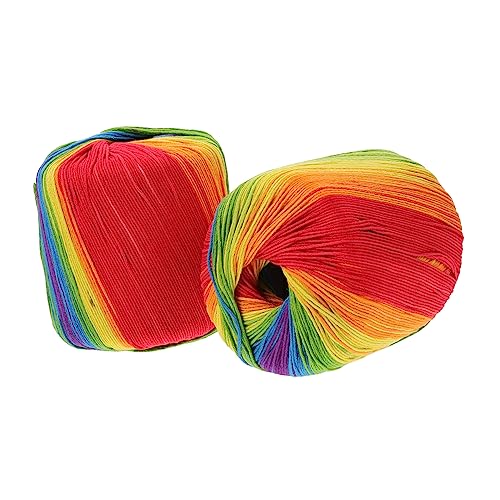 LIFKOME 2rolls Variegated Yarn for Crocheting Cotton Thread Rainbow Crochet Cotton DIY Knitting Material