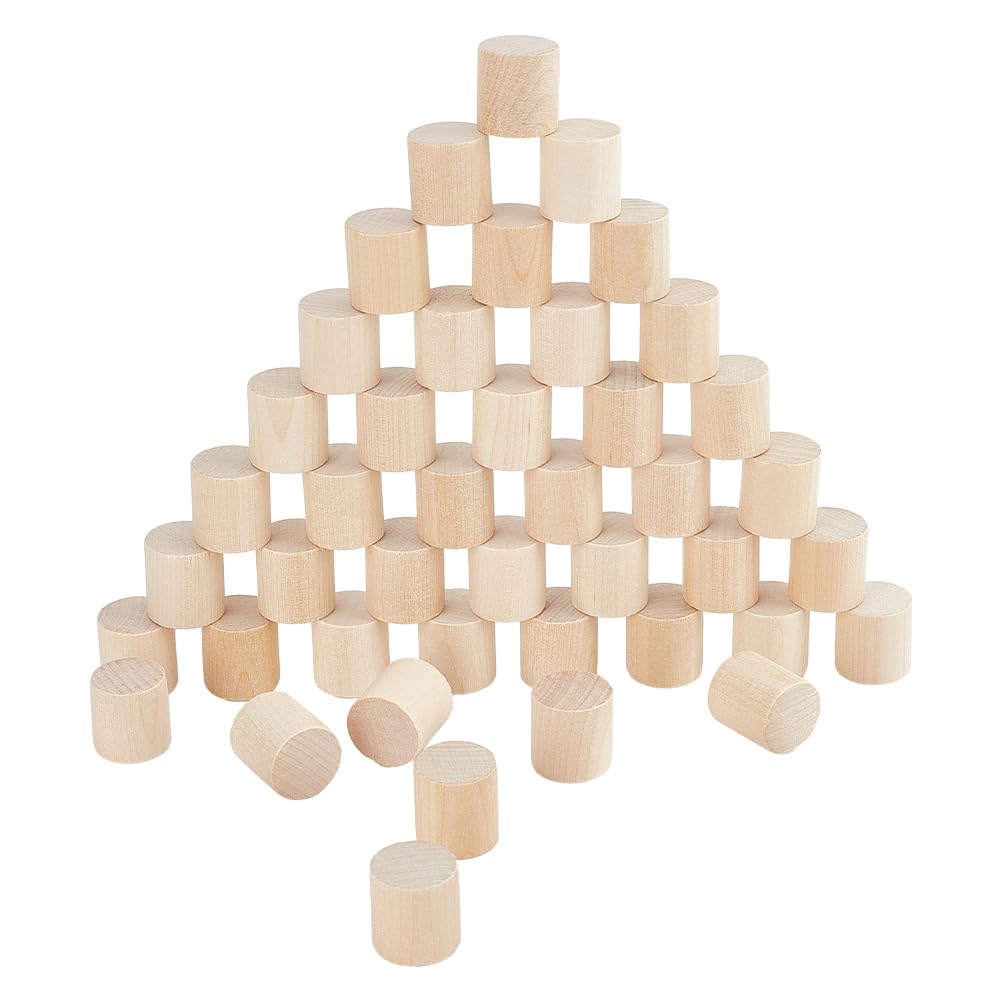 NBEADS 100 Pcs Wooden Craft Blocks Cylinders, 2x2cm Unfinished Wooden Round Sticks Beech Wood Craft Sticks Building Carving for DIY Crafts Painting Home and Garden Decoration