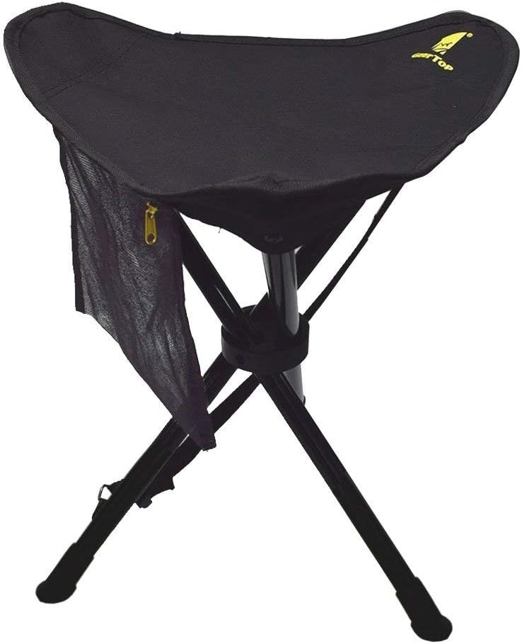 GEERTOP Large Folding Tripod Stool Slacker Chair with Mesh Pocket for Fishing Camping Hiking