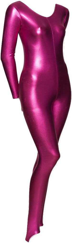 Ladies Girls Childrens Shiny Stirrup Dance Fancy Dress Gymnastics Long Sleeve Unitard Catsuit KDC012