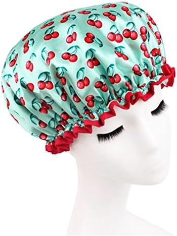 dolly2u Elegant Double Layer Waterproof Elastic Shower Cap Bath Spa Caps - 01