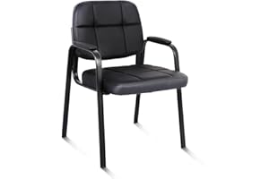 CLATINA Guest Reception Chair, Conference Room Chairs Waiting Room Chairs with Padded Arms Desk Chair No Wheels Leather Office Chair for Office, Office Guest Chairs & Reception Chairs, Set of 1