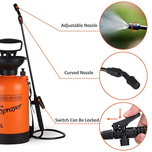 image for GROWNEER 1.3 Gallon Portable Pump Pressure Sprayer with Pressure Relie