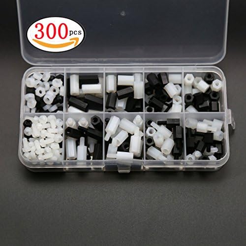 300 pieces M3 Nylon Male Female Hex Utility Spacer Standoff Screw Nut Assortment Kit, Stand-off Plastic Accessories For PCB, Quadcopter Drone, Computer &amp; Circuit Board