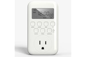 BN-LINK Digital Timer Outlet, 7 Day Heavy Duty Programmable Timer, On/Off Programs 3-Prong Grounded, Indoor, for Lamp, Light,