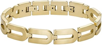 Bracelet chaîne Heritage D-Link Fossil en acier inoxydable, doré, pour homme, JF04691710