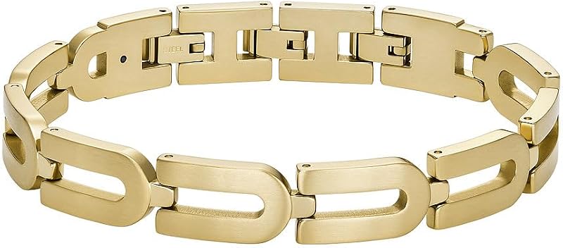 Herren-Gliederarmband Heritage D-Link Chain Edelstahl goldfarben, JF04691710