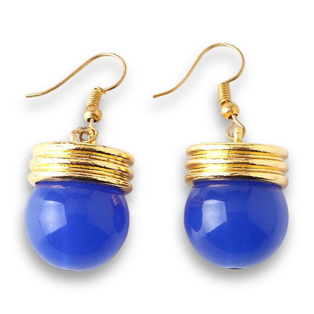 Pidak Ghost Brigade Boss Earrings Brass with Blue Ball for Cosplay