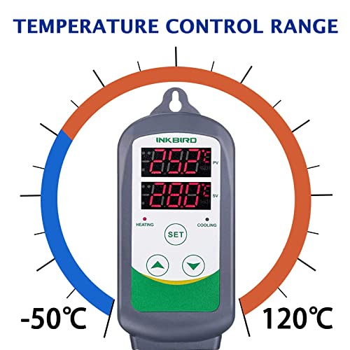 Inkbird ITC-308 220 V Digital Temperature Controller Thermostat Control with Heating and Cooling for Homebrew, Breeding, Greenhouse