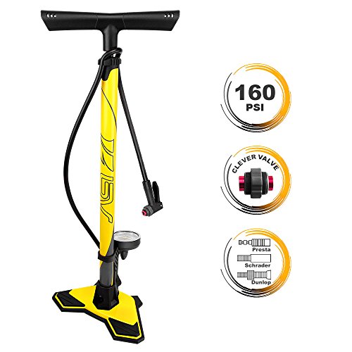 BV Bike Floor Pump with 2.75" Large Gauge, ThumbLock CleverTwin Valve