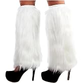 Bmirth White Leg Warmers Women's Fuzzy Leg Warmers Soft Fluffy Long Leg Warmer Dance Hosiery Long Boots Cover Shoes