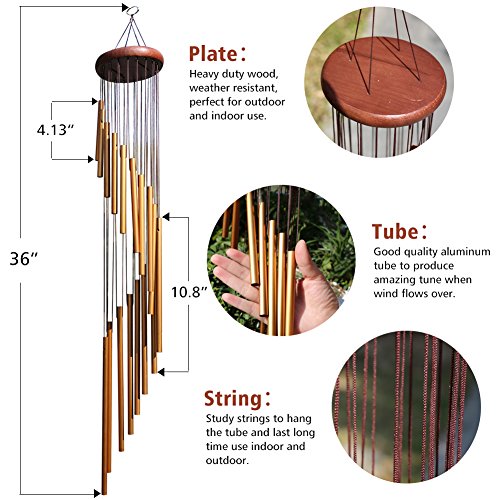 image for punada Long Wind Chimes Outdoor, UPGRADED 36” Wind Chimes Amazing Gr