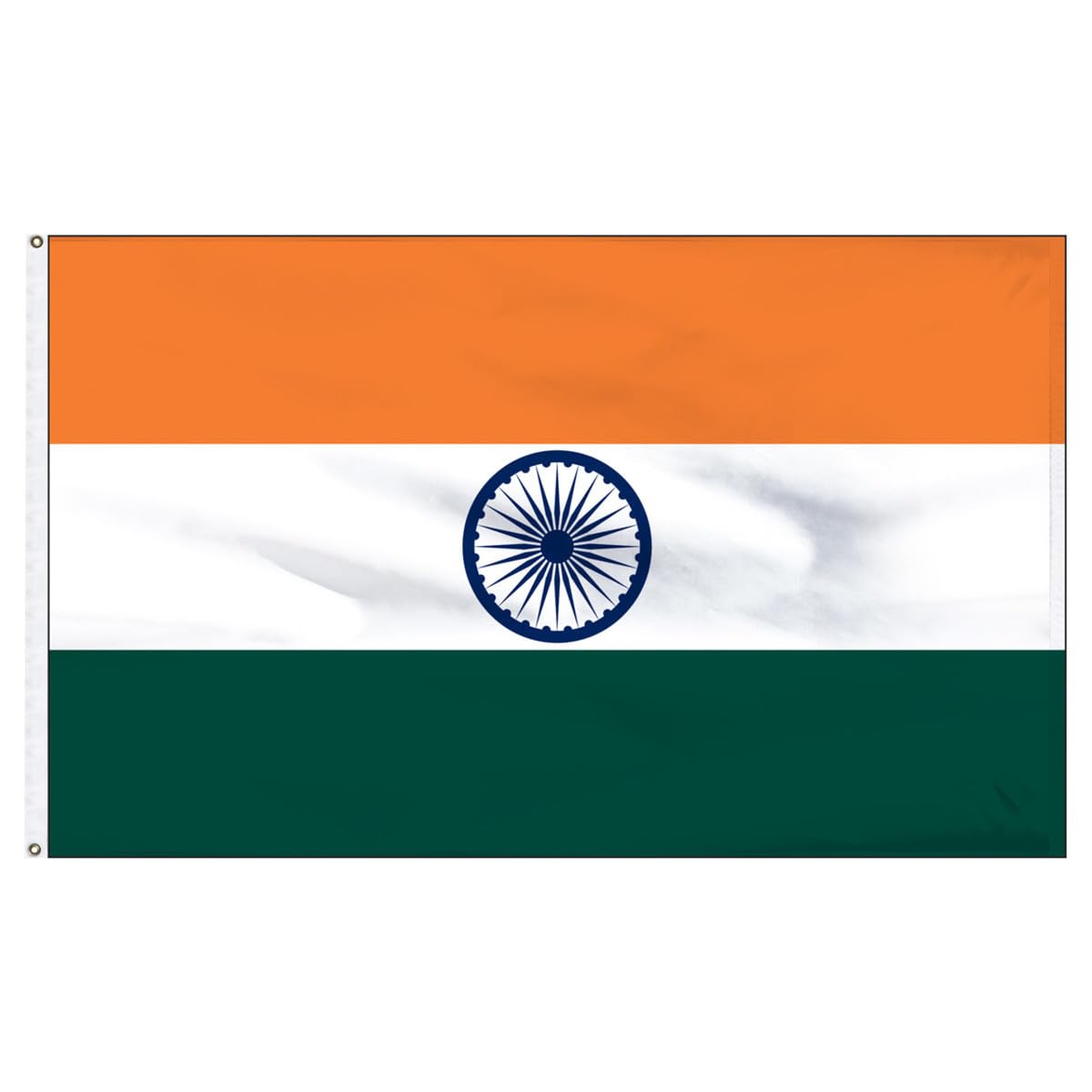 India Flag 5ft x 3ft with Brass Eyelets – Polyester Indian Flag Banner for Independence Day, Cricket Matches, Home & Garden Display