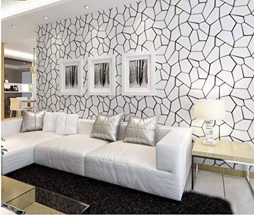 Raiev Luxury Modern 3D Abstract Geometric Wallpaper Roll for Room Bedroom Living Room Home Decor Relief Wall Coverings Black and White -400X397Cm