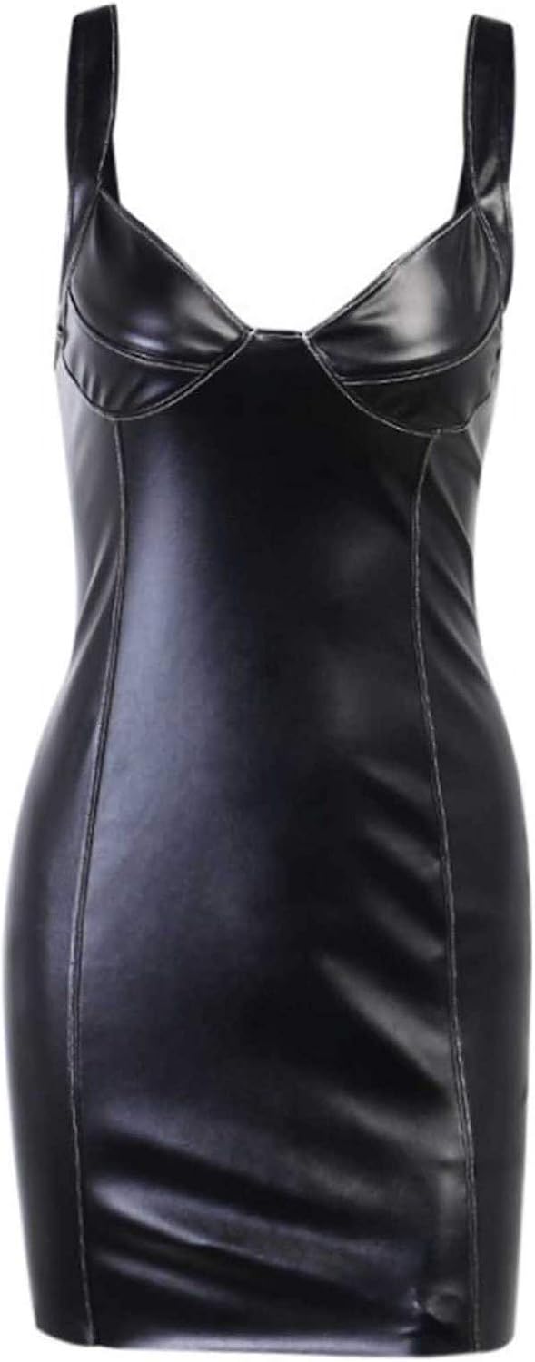black leather tube dress