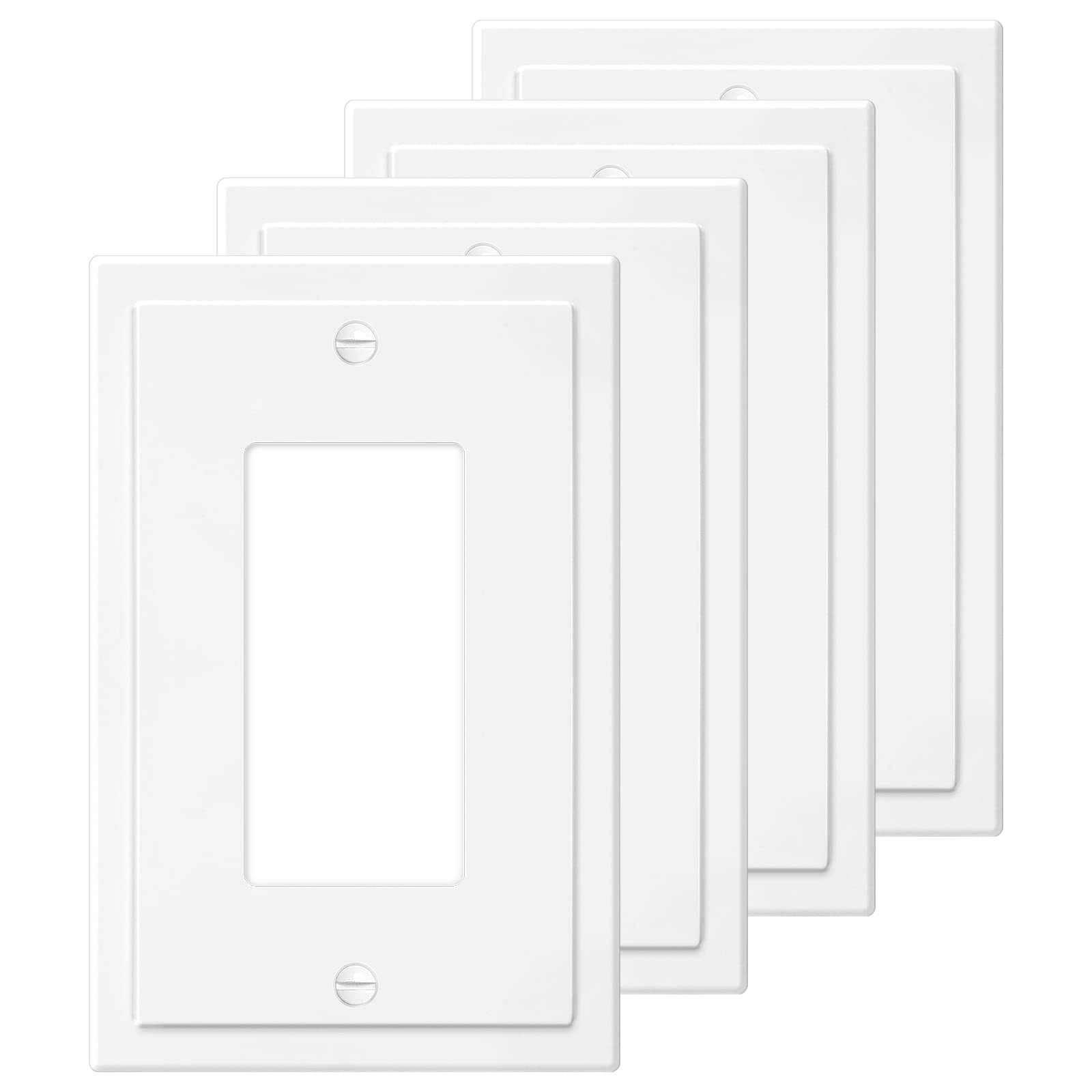 Photo 1 of 1-Gang Modern Edge Decorative Wall Plate Cover Switch Outlet Single Decorator Electrical Faceplate for Light Switches, Smart Switch, GFCI, Dimmers, Receptacle, USB Outlet (4 Pack, Single Decorator)