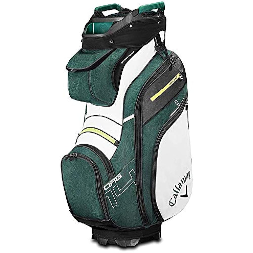 Golf 2019 Org 14 Cart Bag, White/Hunter Green/Neon Yellow Sports