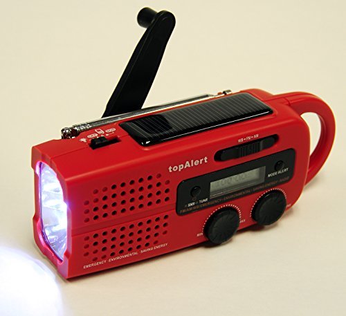 topAlert MD-019 Emergency Solar Hand Crank Weather Alert Radio