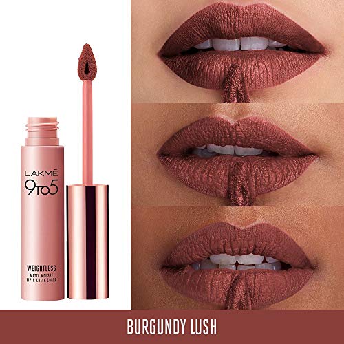 Lakme 9 to 5 Weightless Mousse Lip & Cheek Color, Burgundy Lush, 9 g 5 Lakme 9 to 5 Weightless Mousse Lip & Cheek Color, Burgundy Lush, 9 g - Image 5
