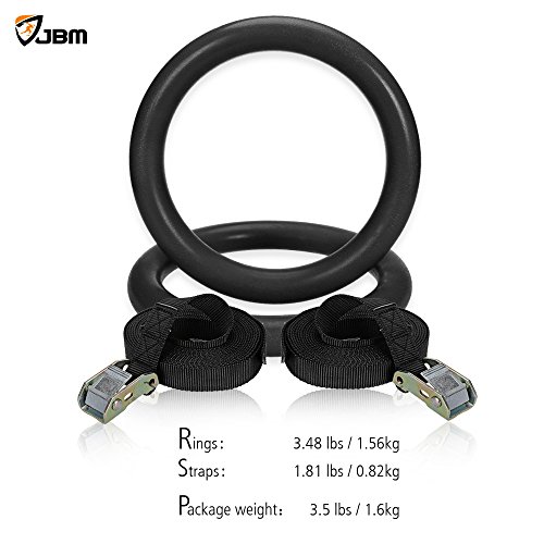 image for JBM international JBM Gymnastics Rings with Adjustable Straps Pull Up 