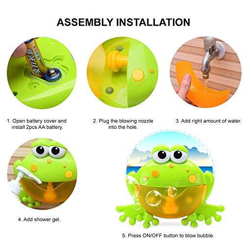 Eutuxia Musical Frog Bath Bubble Maker. Make Your Kids Enjoy Bath Time with Automatic Froggie Foam Blower. Great to use for Bath & Shower with Music.