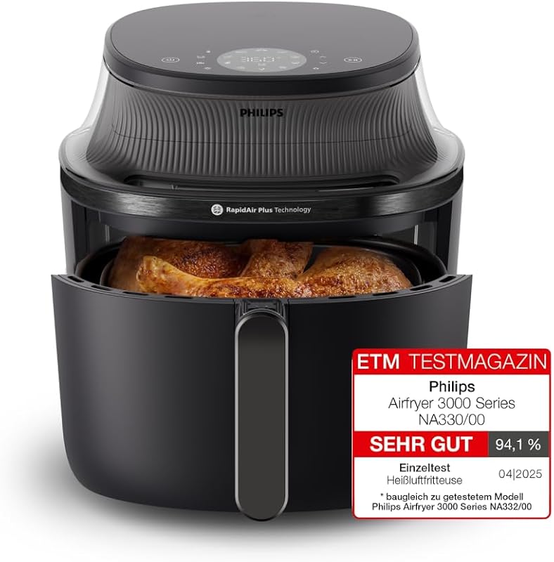 Airfryer 3000 Serie Heißluftfritteuse, Schwarz, 6,2L